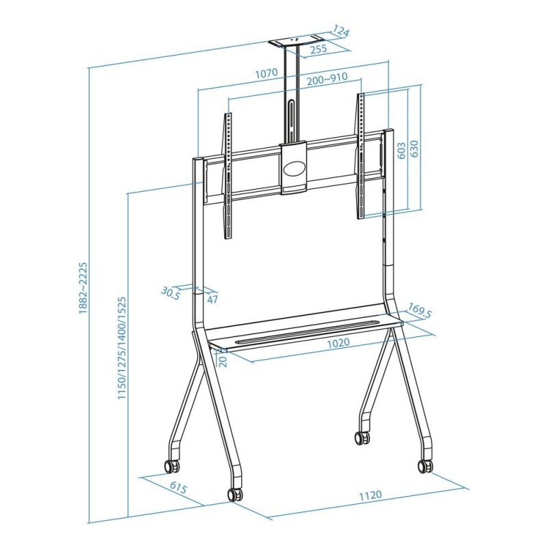 Soporte suelo con ruedas tooq vesa hasta 100 pulgadas 900x600 max 120kg