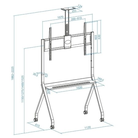 Soporte suelo con ruedas tooq vesa hasta 100 pulgadas 900x600 max 120kg
