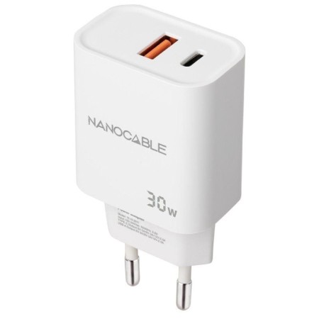 Cargador nanocable usb - c - pd + usb - a - qc 30w blanco