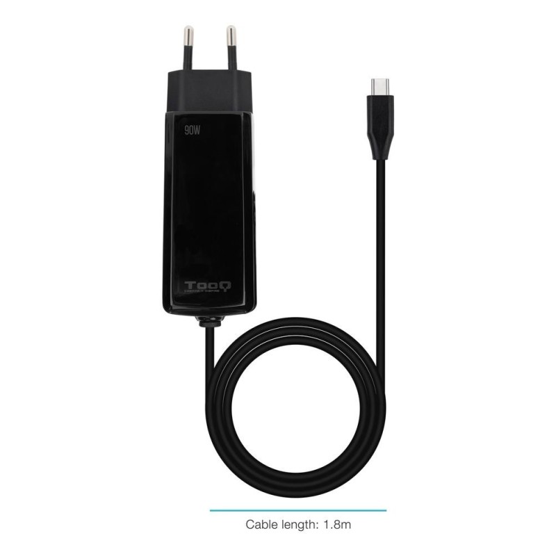 Cargador de pared tooq tqlc - usbcgan90pd - c 90w usb - c negro portatil