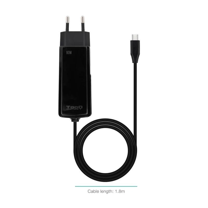 Cargador de pared tooq tqlc - usbcgan90pd - c 90w usb - c negro portatil