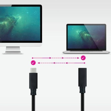 Cable prolongador nanocable usb - c 3.2 gen2x2 20gbp 100w - 5a 4k - 60hz usb - c - m - usb - c - h negro 1 m alargador