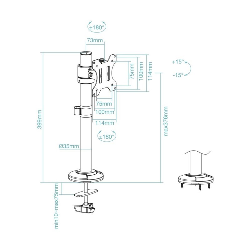 Soporte de mesa tooq 17 pulgadas - 32 pulgadas db1131tn - b negro