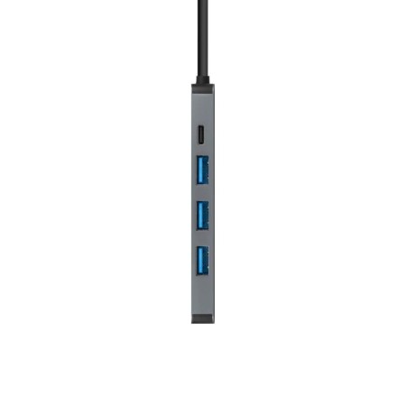 Hub nanocable usb - c 5 en 1 conversor usb - c 3.1 a 3xusb - a 3.0 + usb - c pd + hdmi aluminio gris 18 cm