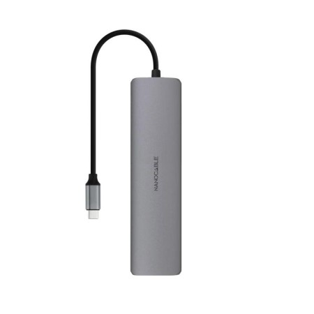 Hub nanocable usb - c 8 en 1 conversor usb - c 3.1 a 2xusb - a 3.0 + 3xusb - c 3.0 + usb - c pd + hdmi 4k@60hz + audio jack 3.5 
