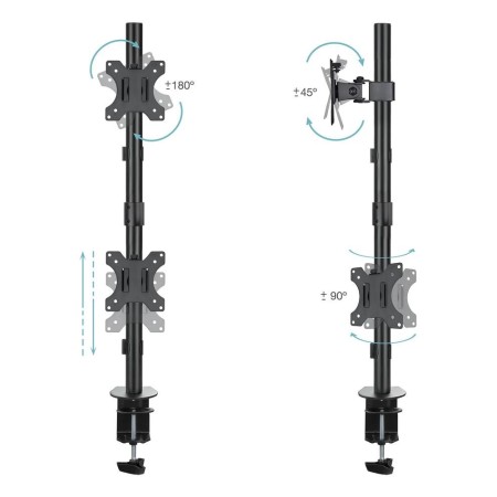 Soporte de mesa tooq 2 x 17 pulgadas - 32 pulgadas db1233tnv - b negro