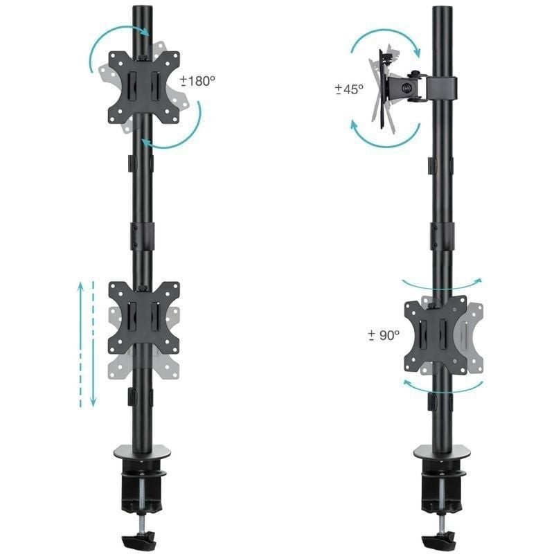 Soporte de mesa tooq 2 x 17 pulgadas - 32 pulgadas db1233tnv - b negro