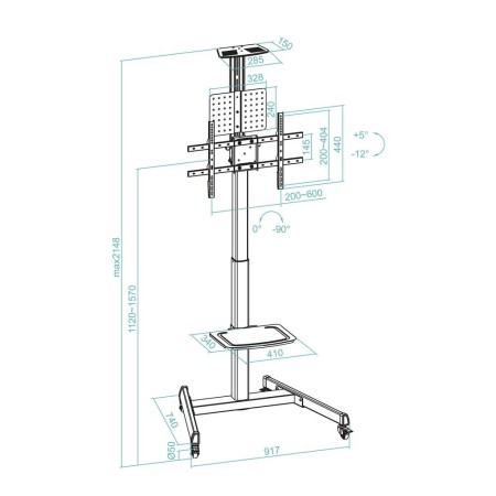 Soporte suelo ruedas tooq rotacion 90° cometa 37 - 70 pulgadas