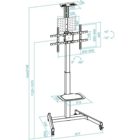 Soporte suelo ruedas tooq rotacion 90° cometa 37 - 70 pulgadas
