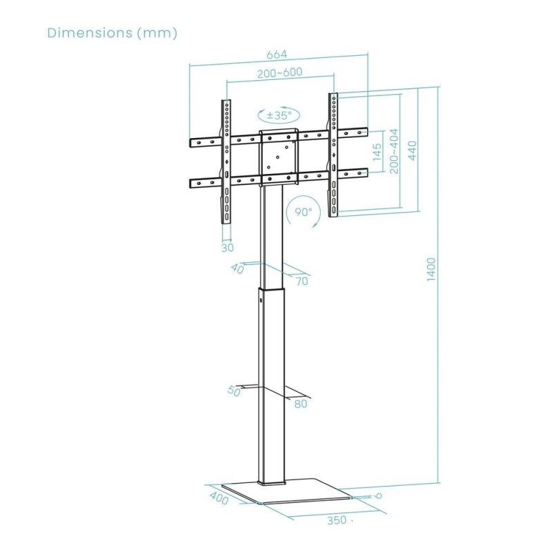 Soporte de suelo tooq para pantalla tv 37 pulgadas - 70 pulgadas fs2286m - b