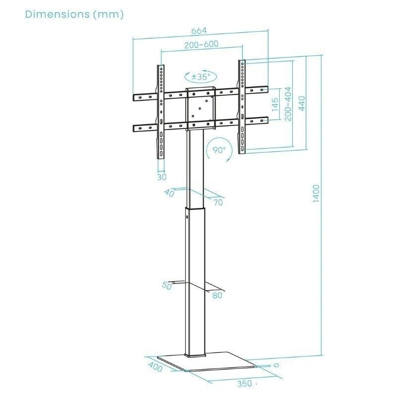 Soporte de suelo tooq para pantalla tv 37 pulgadas - 70 pulgadas fs2286m - b