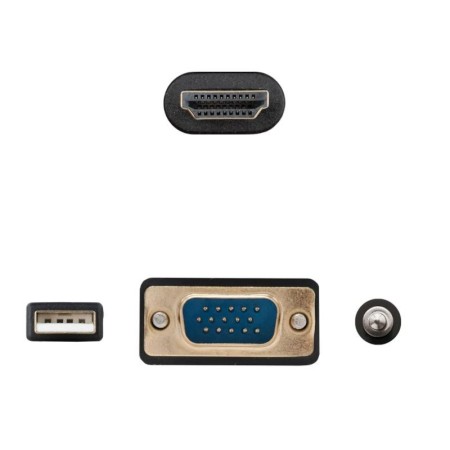Cable Conversor Nanocable 10.15.4612/ HDMI Macho - VGA Macho/ Jack 3.5 Macho/ USB Macho/ 1.8m/ Negro