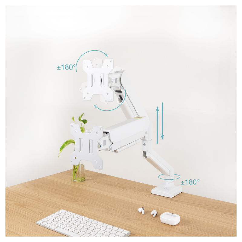 Soporte mesa tooq vesa hasta 34 pulgadas 100x100mm max 10kg blanco