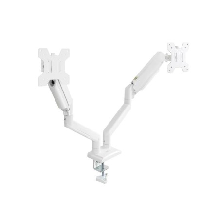 Soporte mesa tooq hasta 34 pulgadas vesa 100 x 100 max 10kg brazo doble blanco