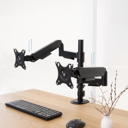 Soporte mesa tooq pantalla gira inclina 2 brazos 17 - 32 negro