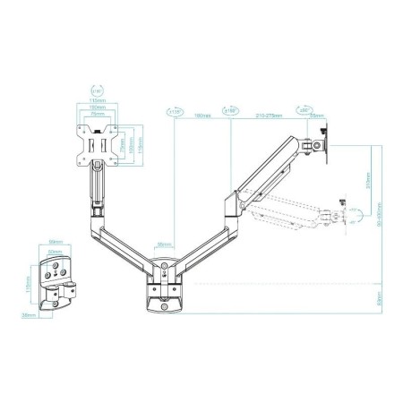 Soporte mesa tooq vesa hasta 34 pulgadas 100x100mm brazo doble max 10kg - brazo