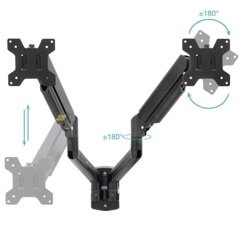 Soporte mesa tooq vesa hasta 34 pulgadas 100x100mm brazo doble max 10kg - brazo