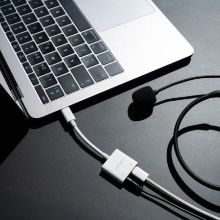 Adaptador Audio Nanocable 10.24.1206/ USB Tipo-C Macho - Jack 3.5 Hembra/ USB Tipo-C Hembra/ Blanco