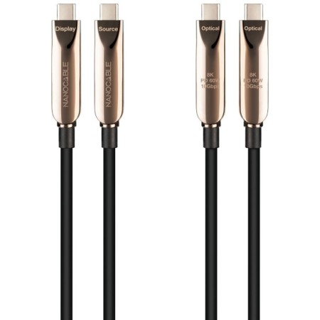 Cable USB 3.2 Tipo-C AOC Nanocable 10.01.4610/ USB Tipo-C Macho - USB Tipo-C Macho/ Hasta 60W/ 10Gbps/ 10m/ Negro