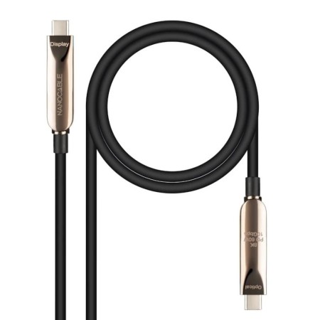 Cable USB 3.2 Tipo-C AOC Nanocable 10.01.4610/ USB Tipo-C Macho - USB Tipo-C Macho/ Hasta 60W/ 10Gbps/ 10m/ Negro
