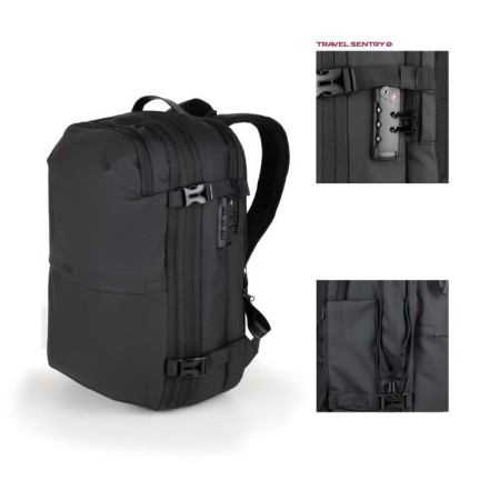Mochila tooq tqbp - v101 - bk para portatil 17 pulgadas negra + comprension vacio y bomba aire 30 - 55l