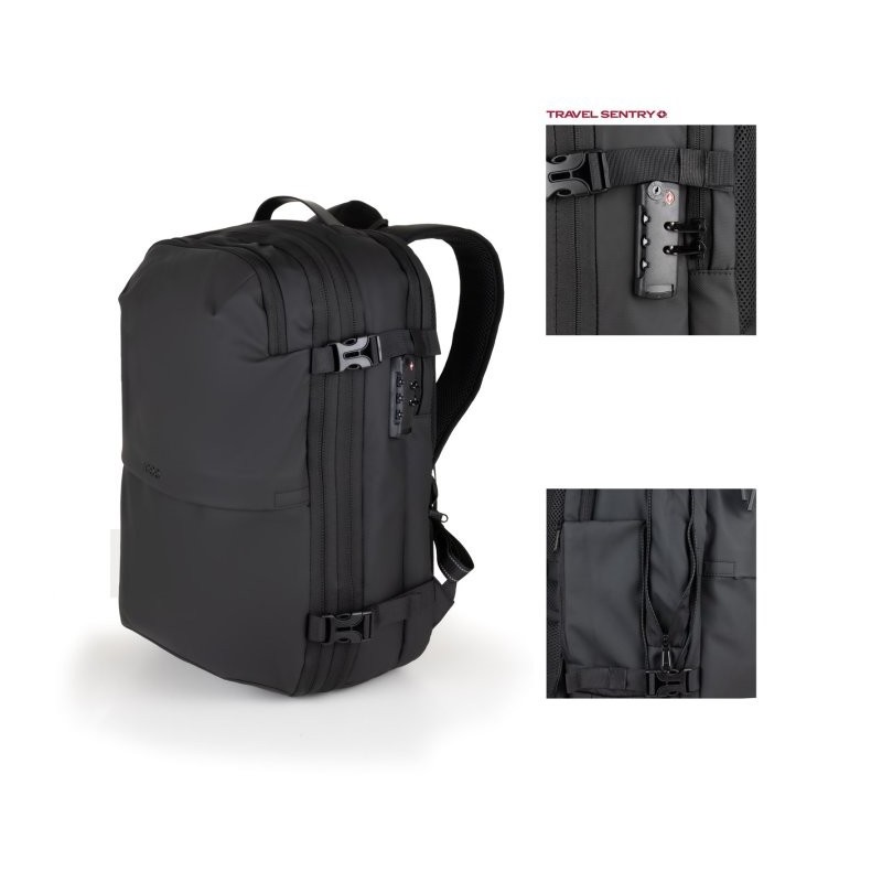Mochila tooq tqbp - v101 - bk para portatil 17 pulgadas negra + comprension vacio y bomba aire 30 - 55l