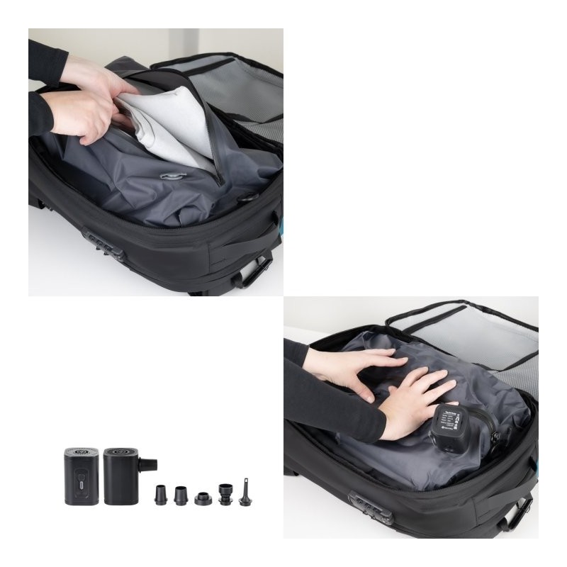 Mochila tooq tqbp - v101 - bk para portatil 17 pulgadas negra + comprension vacio y bomba aire 30 - 55l