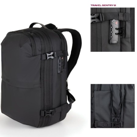 Mochila tooq tqbp - v101 - bk para portatil 17 pulgadas negra + comprension vacio y bomba aire 30 - 55l