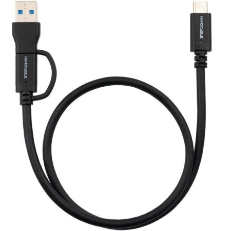 Cable USB 3.2 Tipo-C Nanocable 10.01.4802/ USB Tipo-C Macho/ USB Macho - USB Tipo-C Macho/ Hasta 60W/ 10Gbps/ 2m/ Negro