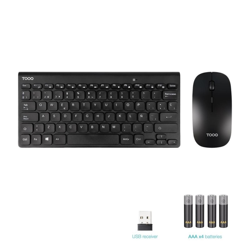 Teclado + raton tooq tqkmw - 3101 - b rf inalambrico negro compacto