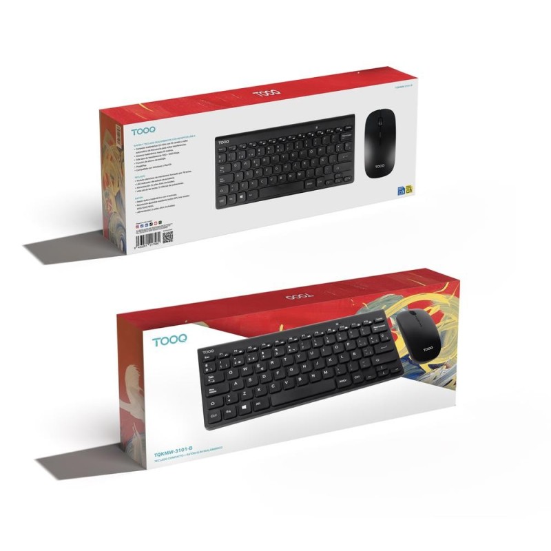 Teclado + raton tooq tqkmw - 3101 - b rf inalambrico negro compacto
