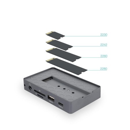 Carcasa disco duro tooq tqe - 2242g para ssd m.2 + hub 11 en 1