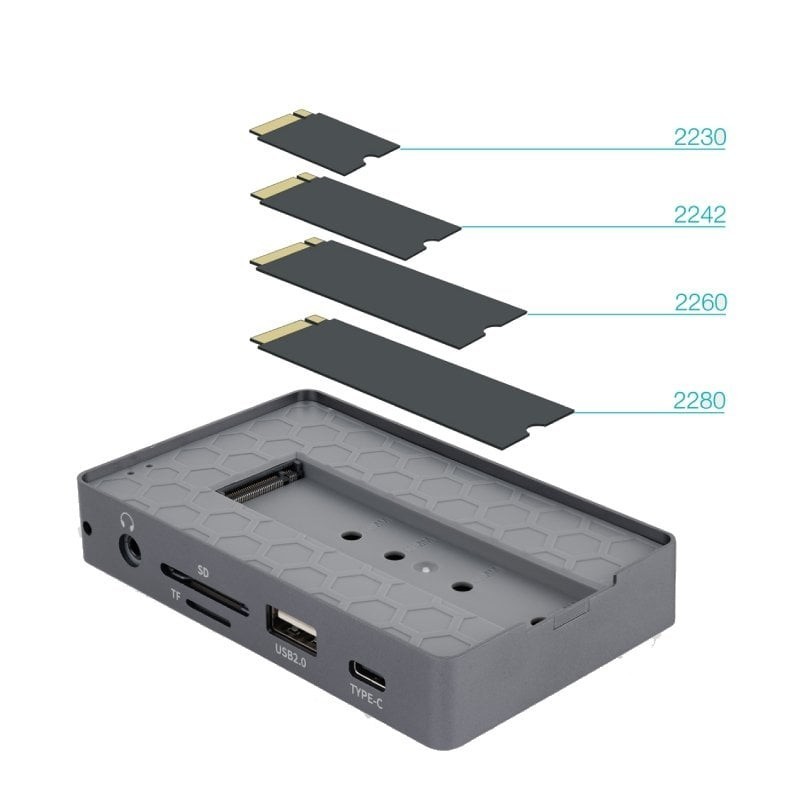 Carcasa disco duro tooq tqe - 2242g para ssd m.2 + hub 11 en 1