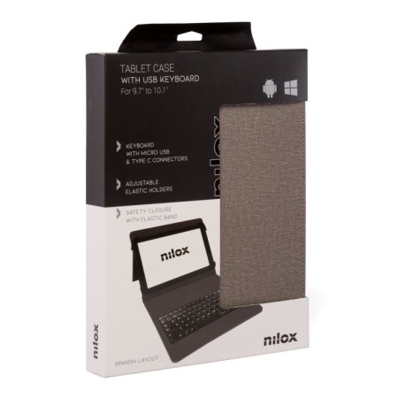 Funda con teclado nilox para tablet 10.5 pulgadas usb marron