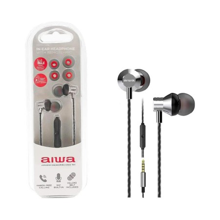AURICULAR INTRAUDITIVO AIWA ESTM-50SL SILVER 3.5mm DRIVER NEODIMIO 10mm DINAMICO MICRO CONTROLADOR