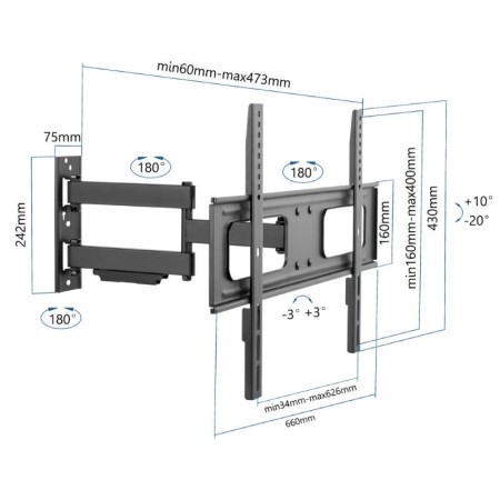 iggual SPTV13 Soporte TV pared Full 37-75″ 50 kg