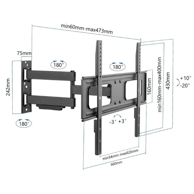 iggual SPTV13 Soporte TV pared Full 37-75″ 50 kg