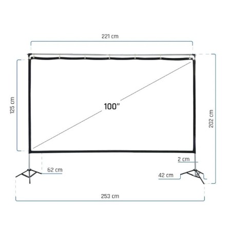 iggual Pantalla exterior portable 100″ 221x124 cm