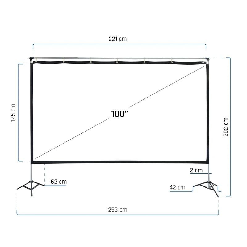 iggual Pantalla exterior portable 100″ 221x124 cm