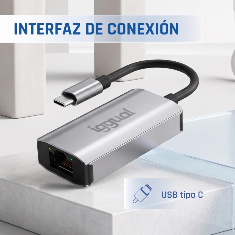 iggual Adaptador tipo C a RJ45 Gigabit 1000Mbps
