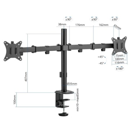 iggual SPM02 Soporte pinza mesa 2 monitores 17-32″