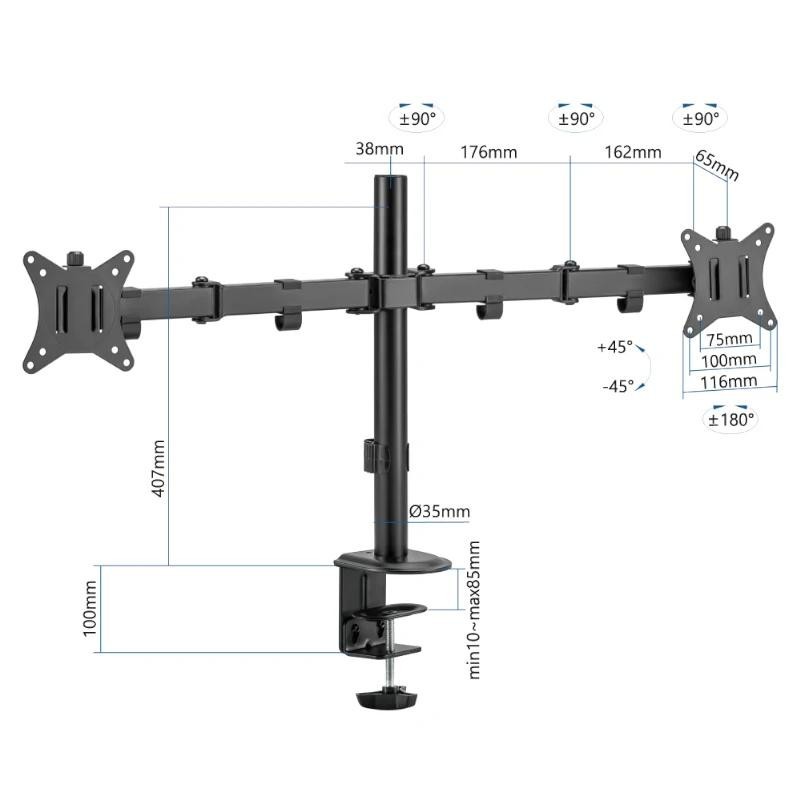 iggual SPM02 Soporte pinza mesa 2 monitores 17-32″