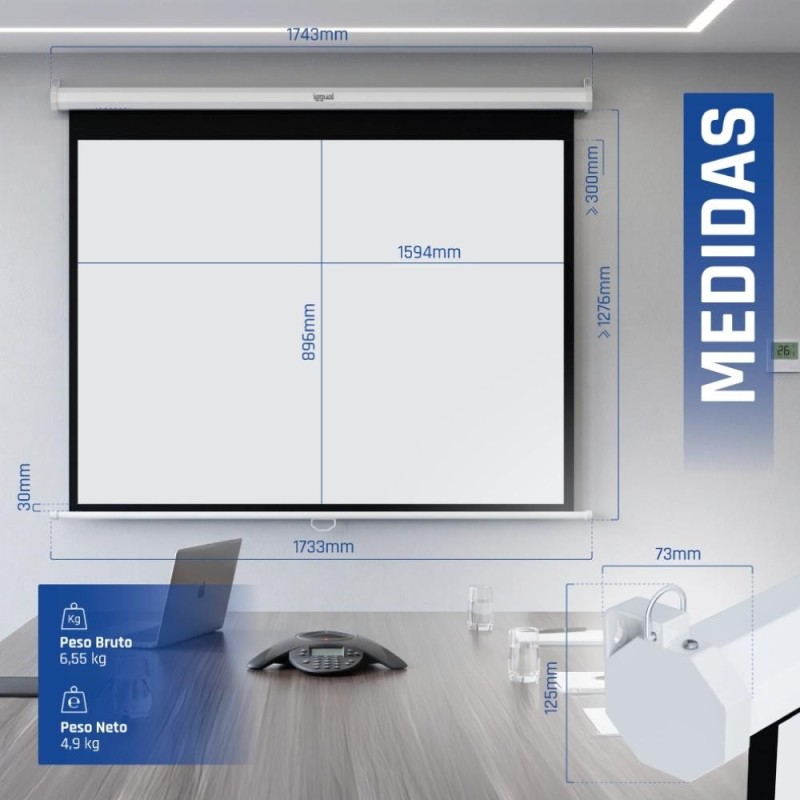 iggual Pantalla manual 16:9 72″ 159x89 cm
