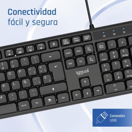 iggual Teclado USB estándar CK-SILENT-105T negro