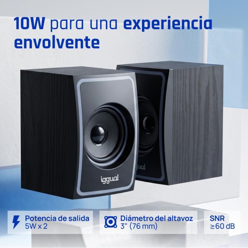 iggual Altavoces 2.0 10W mini-jack + USB Bluetooth