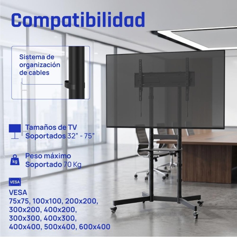 iggual SRTV75 Soporte TV suelo ruedas 32″-75″ 70kg