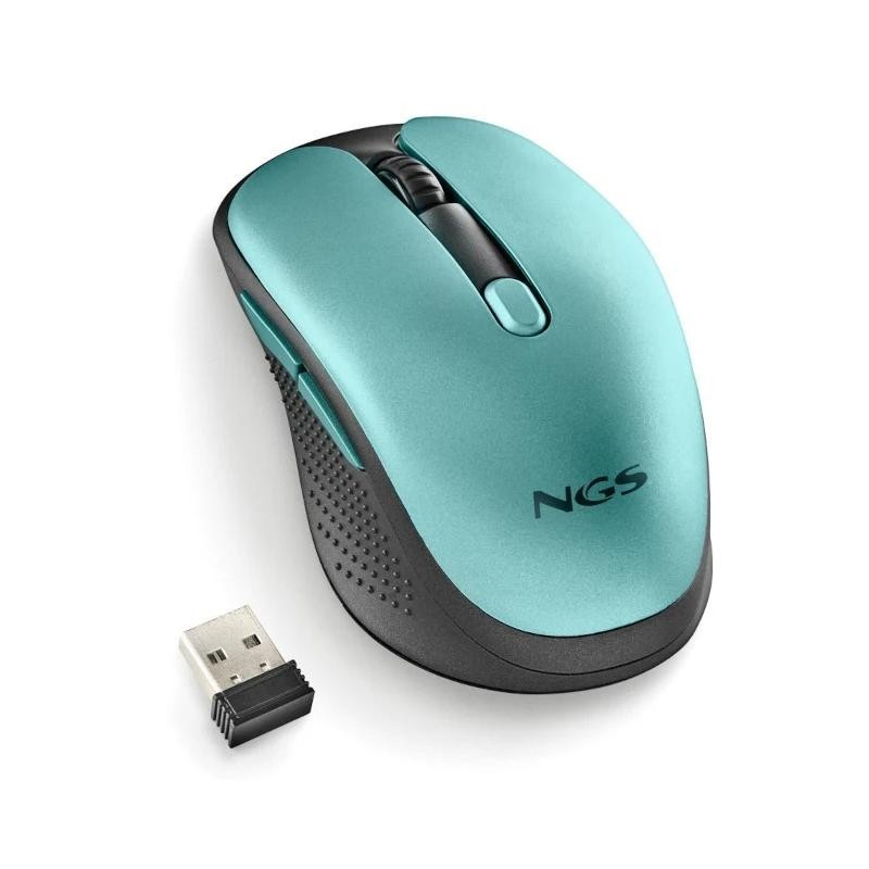 Ratón Inalámbrico NGS Evo Rust/ Batería recargable/ Hasta 1600 DPI/ Verde Agua