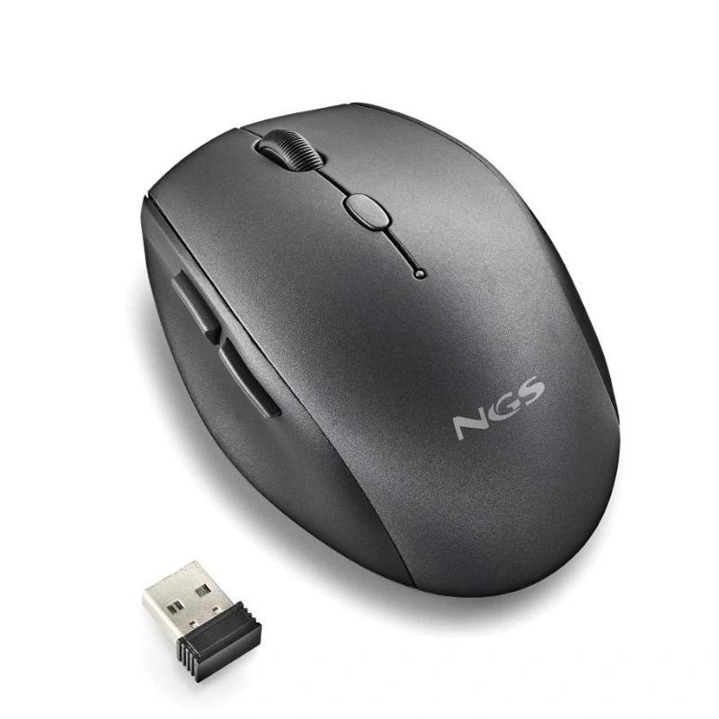 Ratón Inalámbrico NGS Bee Black/ Hasta 1600 DPI