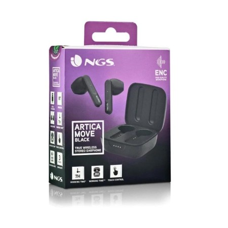Auriculares Bluetooth NGS Ártica Move con estuche de carga/ Autonomía 7h/ Negros