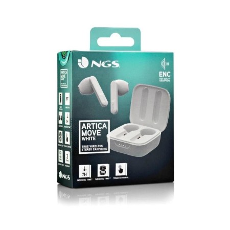 Auriculares Bluetooth NGS Ártica Move con estuche de carga/ Autonomía 7h/ Blancos